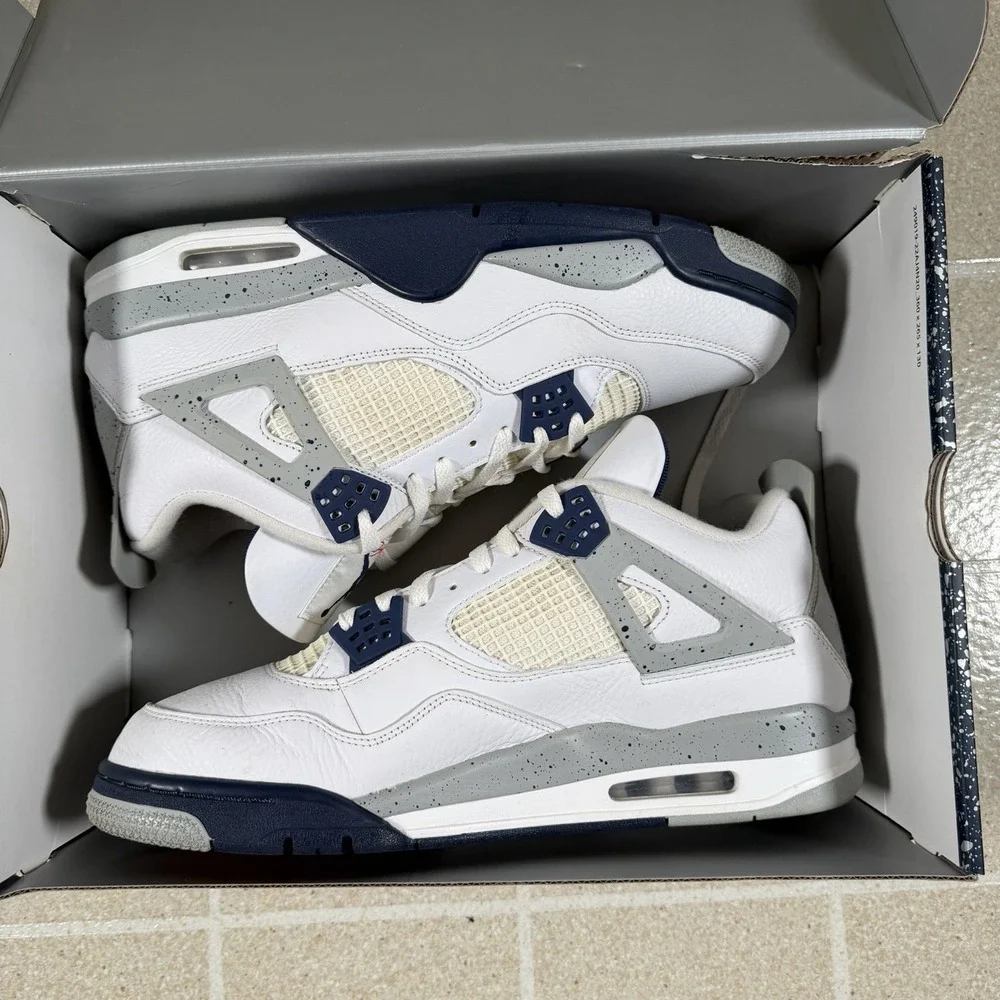 Nike Air Jordan 4 Retro Midnight Navy White Cement DH6927-140 Size 13